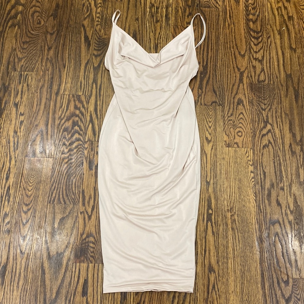 Naked Wardrobe Body Con Cowl Neck Midi Dress